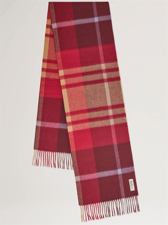 Mulberry Small Check Merino Wool Scarf Black Cherry-Dark Gold